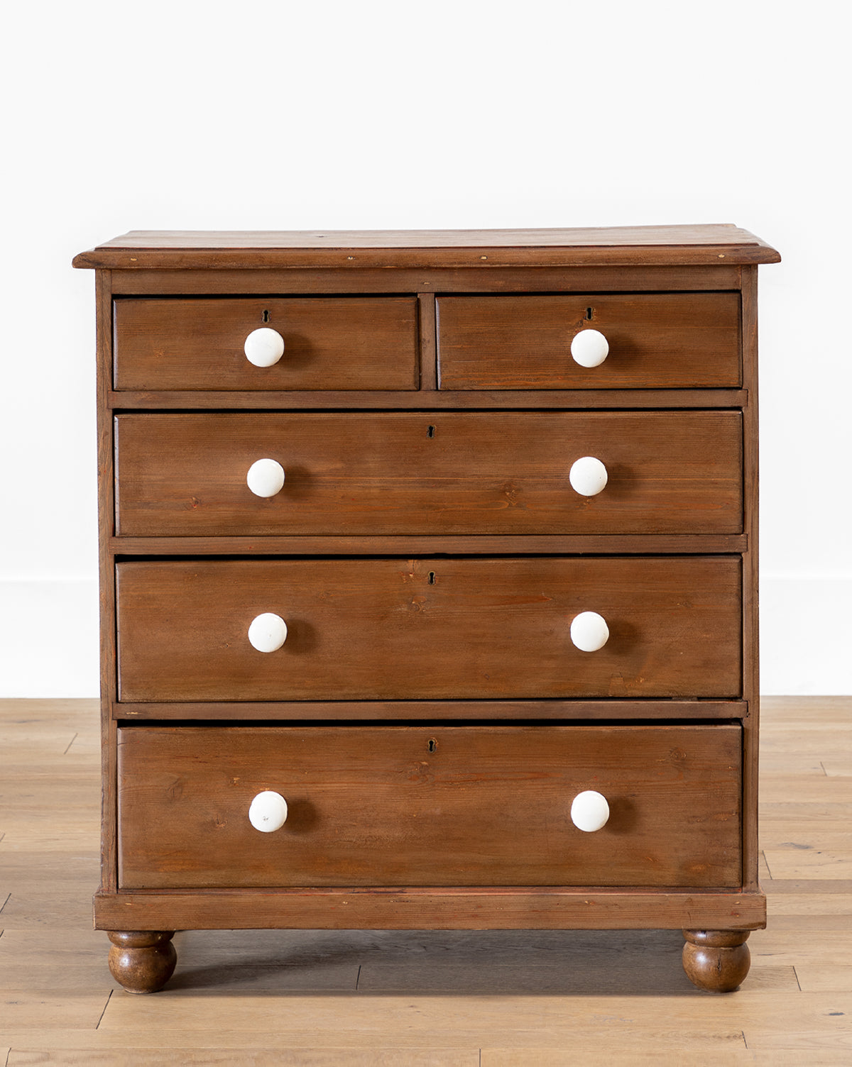 McGee & Co., Vintage Wooden Dresser with White Knobs