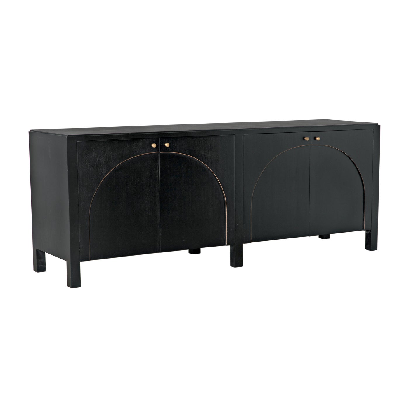 Noir, Weston Sideboard - Hand Rubbed Black With Light Brown Trim