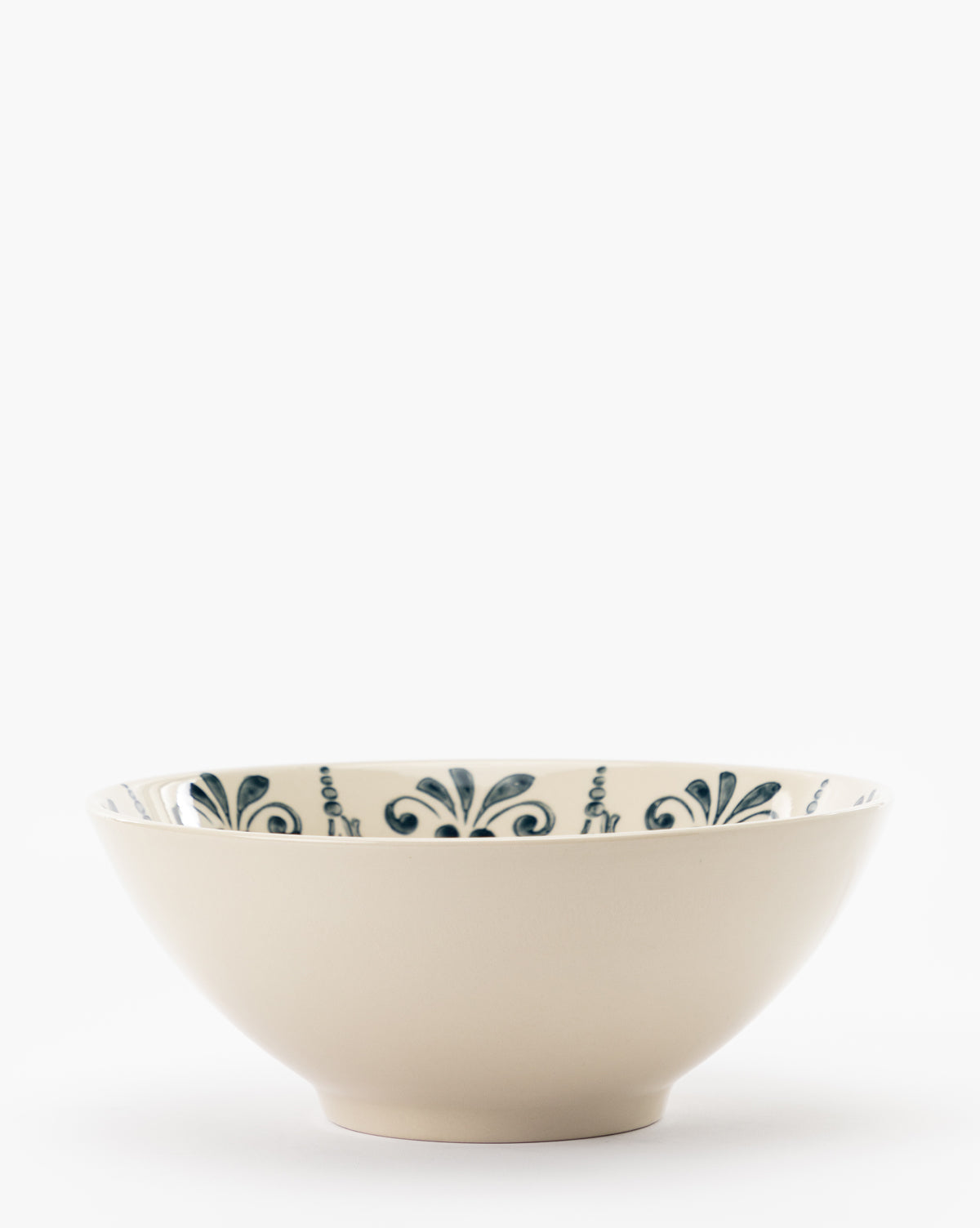 Creative Co-op, White & Blue Hand-Stamped Bowl