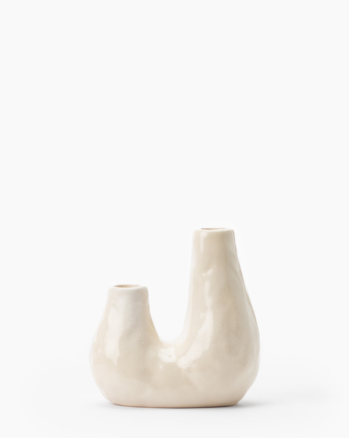 Accent Decor, White Ceramic Duo Candle Holder