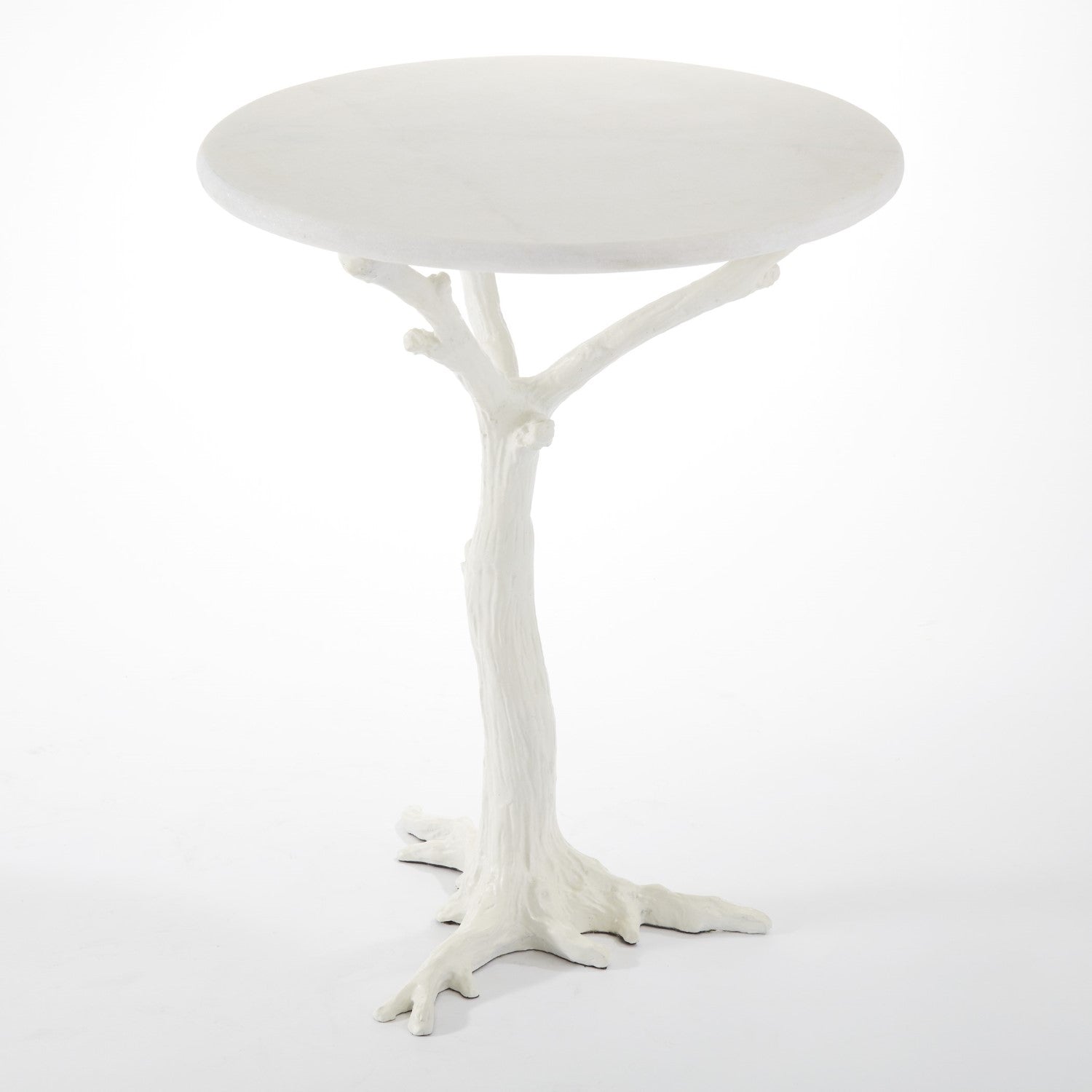 Global Views, White Faux Bois Side Table