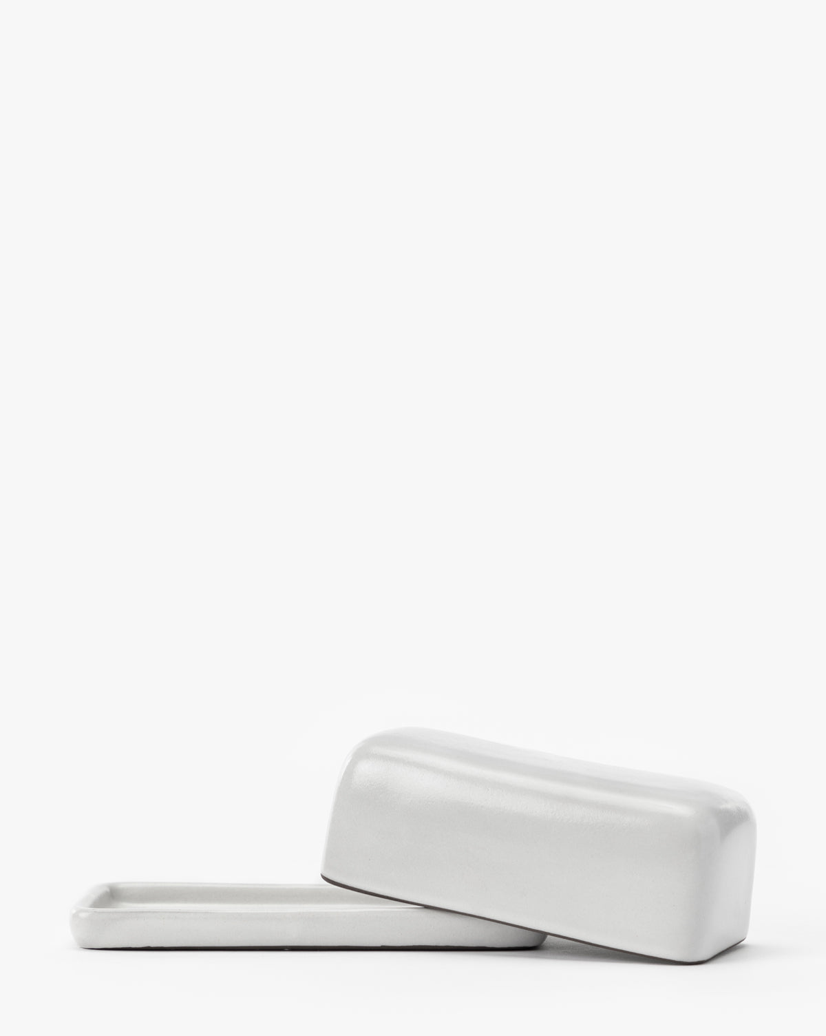 HomArt, White Glazed Ceramic Butter Dish