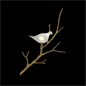 John Richard, White Lazurite Dove And Brass Wall Sconce