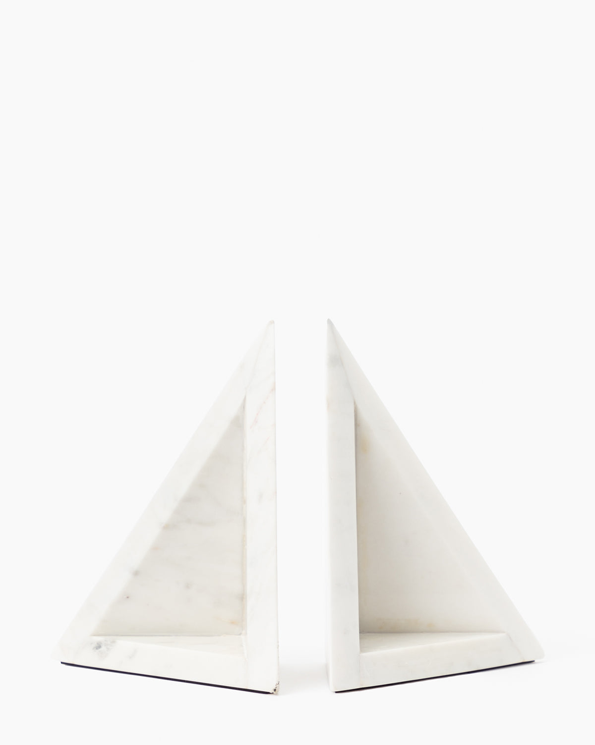 Mercana, White Marble Pyramid Bookends (Set of 2)