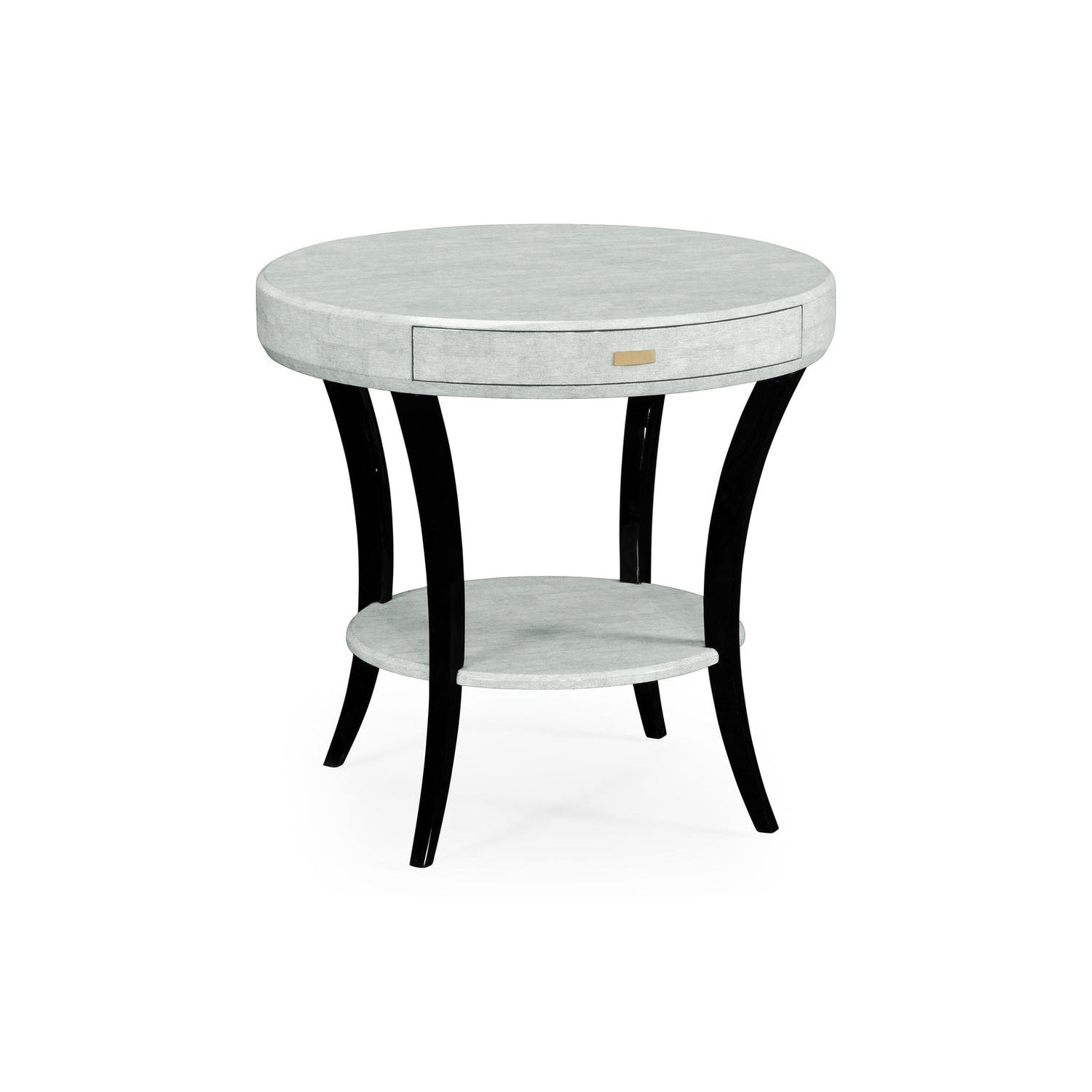 Jonathan Charles, White Smoke Eggshell Round Side Table with Drawer