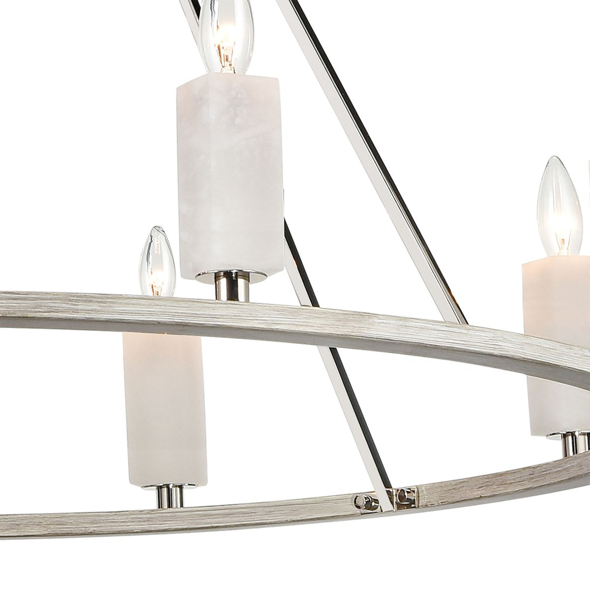 Elk Home, White Stone 39'' Wide 8-Light Chandelier - Polished Nickel