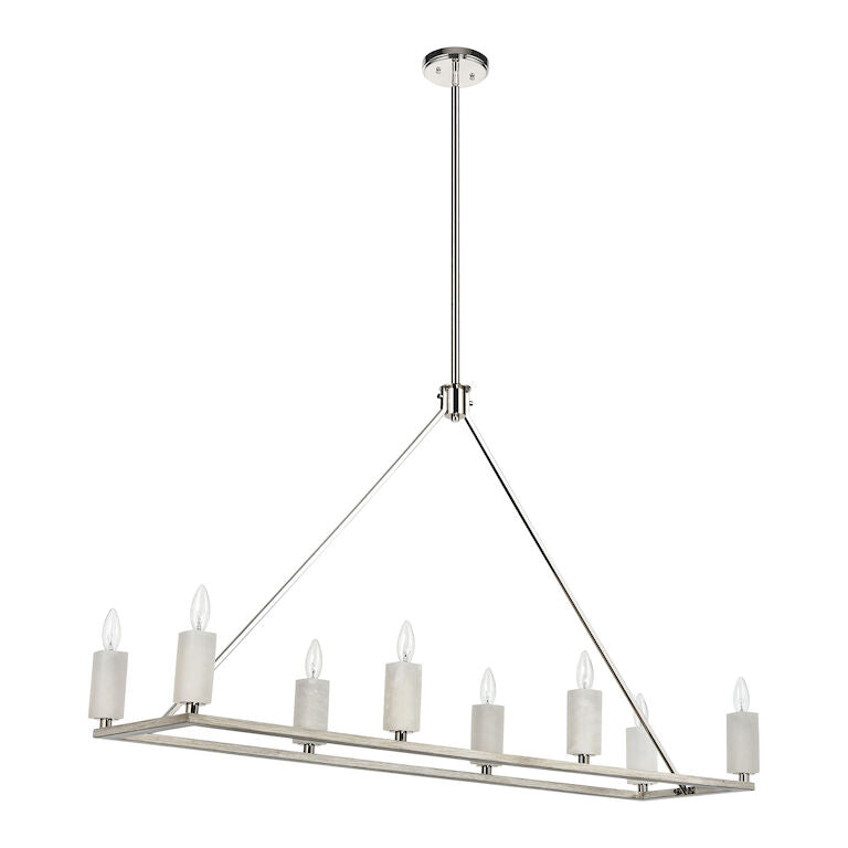 Elk Home, White Stone 48'' Wide 8 - Light Linear Chandelier