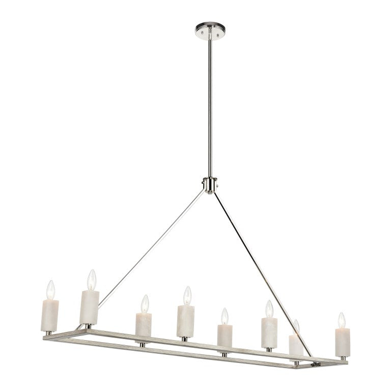 Elk Home, White Stone 48'' Wide 8 - Light Linear Chandelier