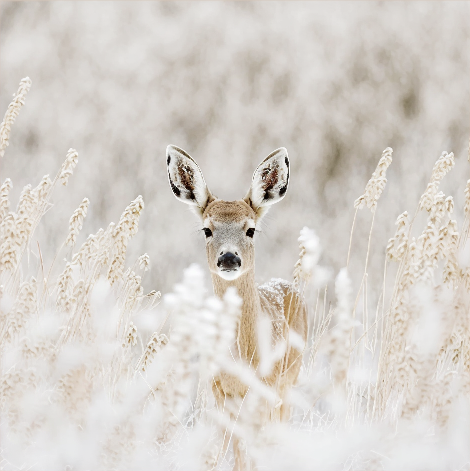 FASart, White-tailed Deer in a Flowery Meadow