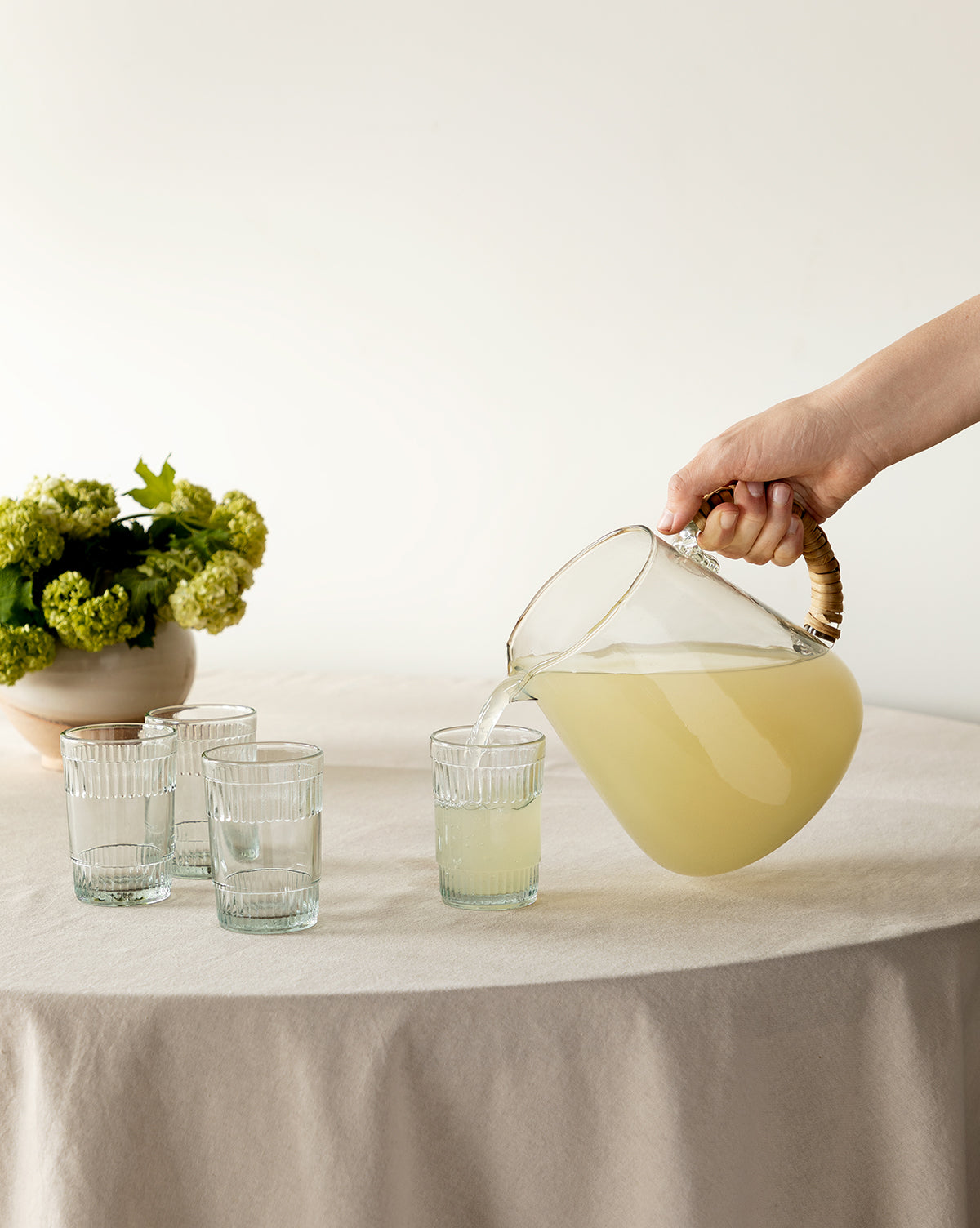 Accent Decor, Wicker Handled Glass Pitcher