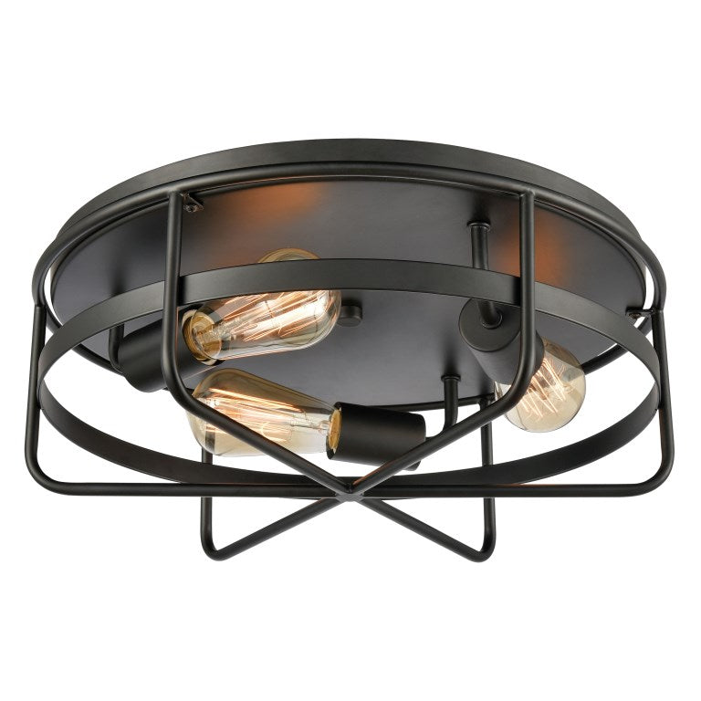 Elk Home, Wickshire 16'' Wide 3 - Light Flush Mount - Matte Black