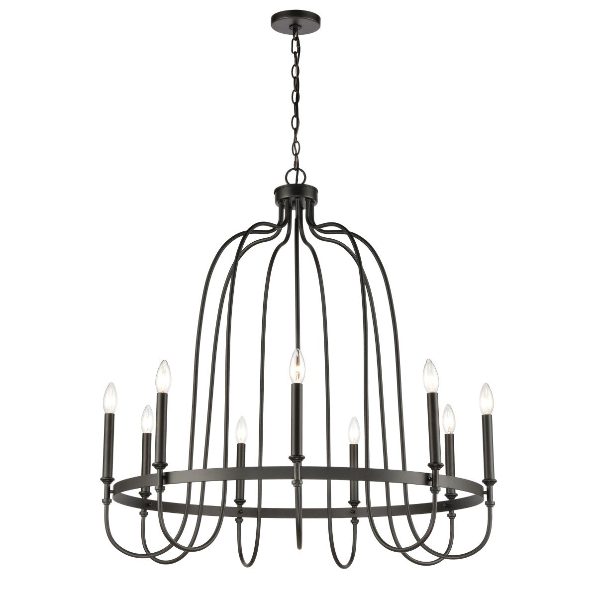 Elk Home, Wickshire 34'' Wide 9-Light Chandelier - Matte Black