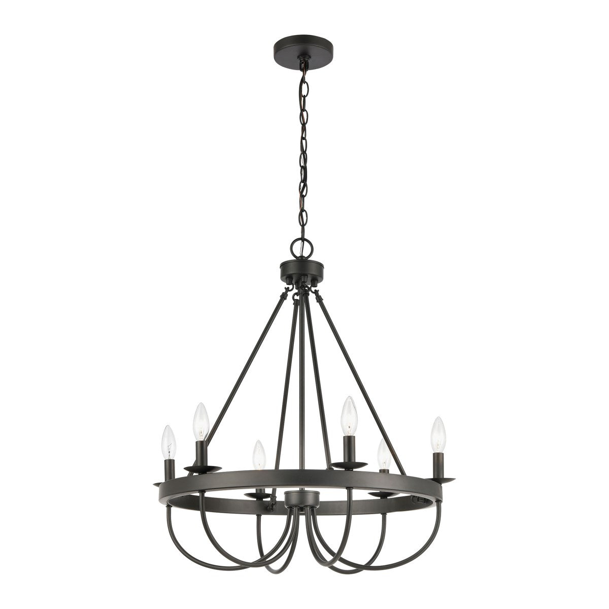 Elk Home, Williamson 25'' Wide 6-Light Chandelier - Black