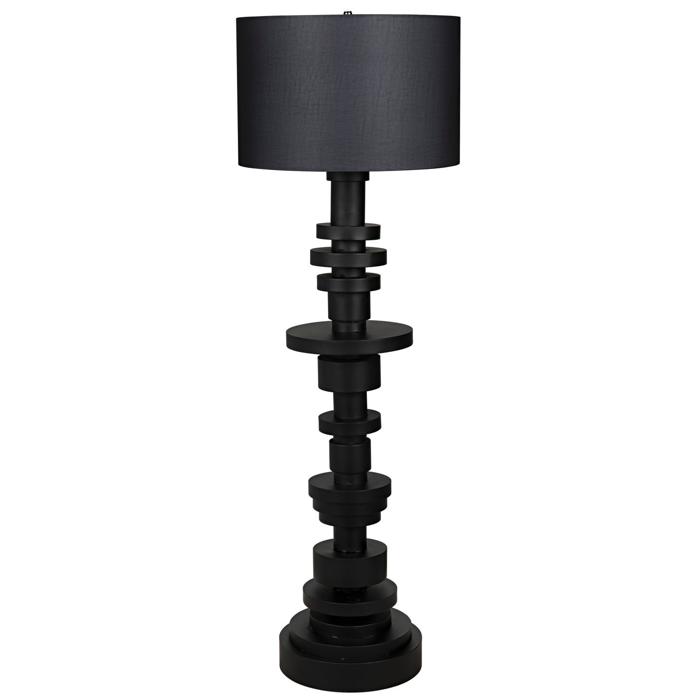 Noir, Wilton Floor Lamp with Shade - Black Steel