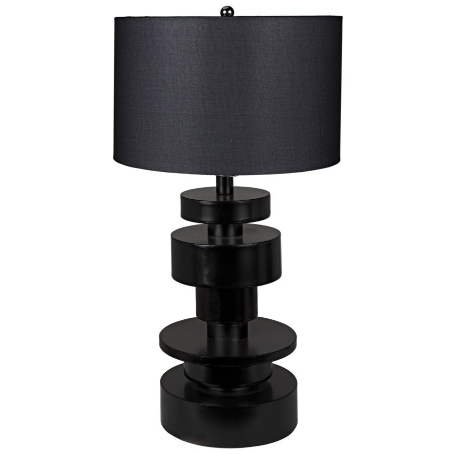 Noir, Wilton Table Lamp, Black Metal with Shade