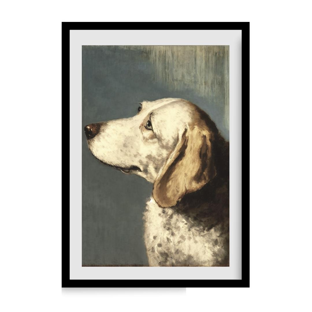 FASart, Wistful Wonder: A Portrait of a White Dog Gazing at the Sky - Limited Edition Print