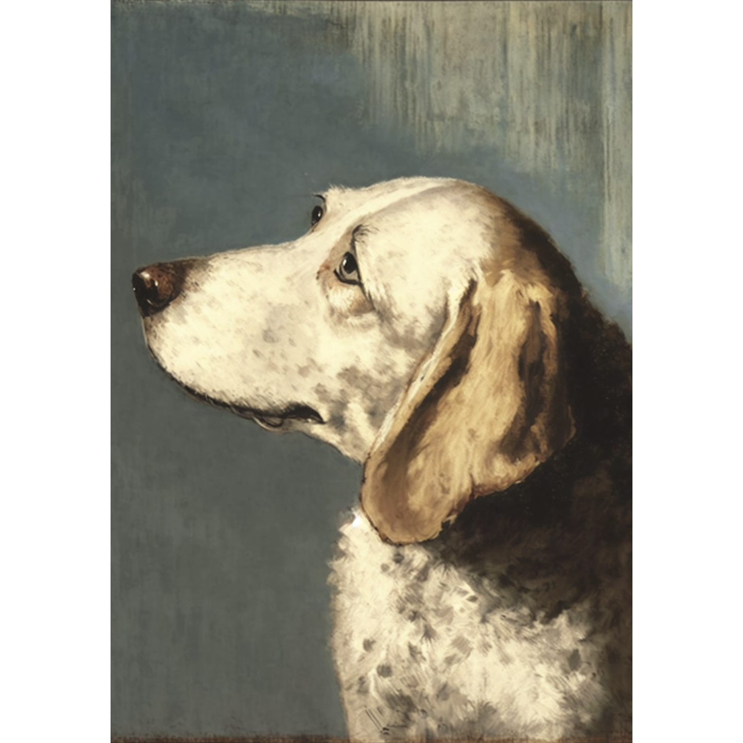 FASart, Wistful Wonder: A Portrait of a White Dog Gazing at the Sky - Limited Edition Print