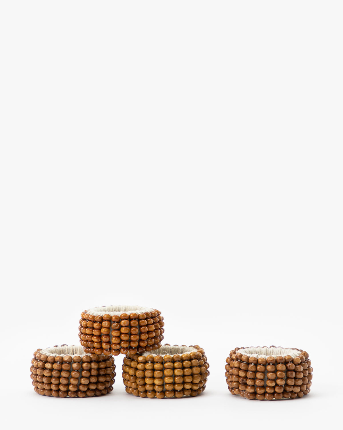 SARO LIFESTYLE, Wooden Bead Napkin Rings (Set of 4)