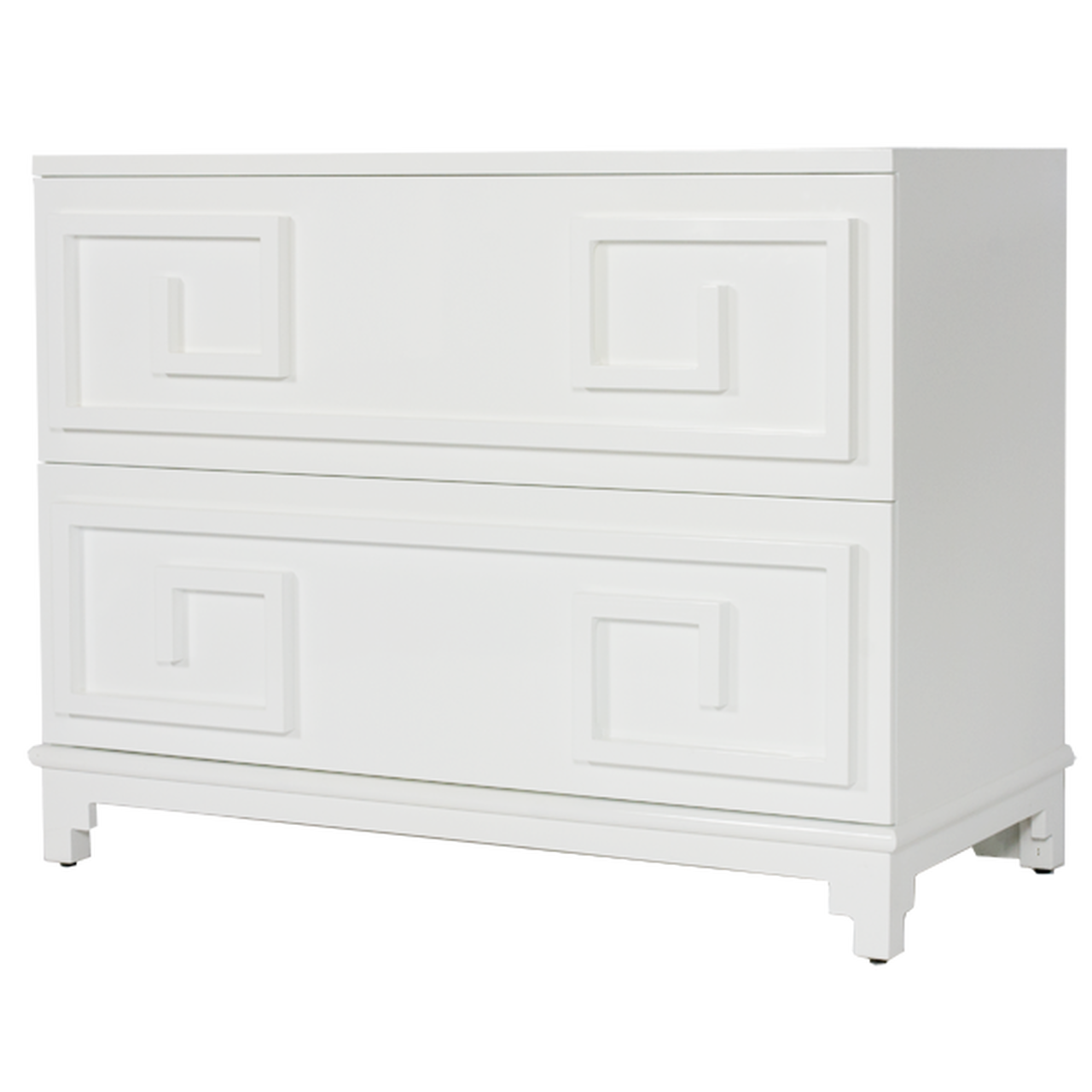 Worlds Away, Wrenfield Oriental 2 Drawer Chest White Lacquer