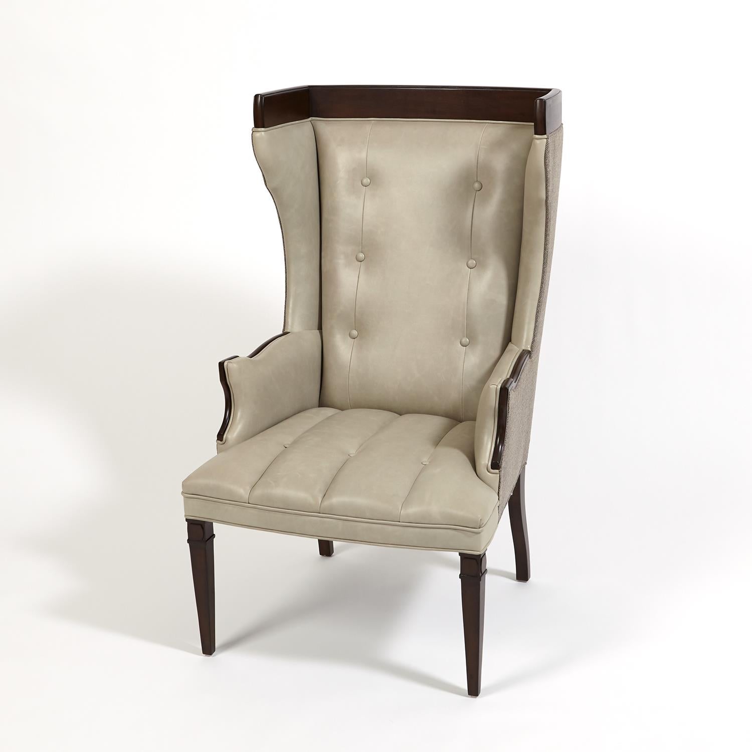 Global Views, Wrenn Chair-Fabric/Leather Combo