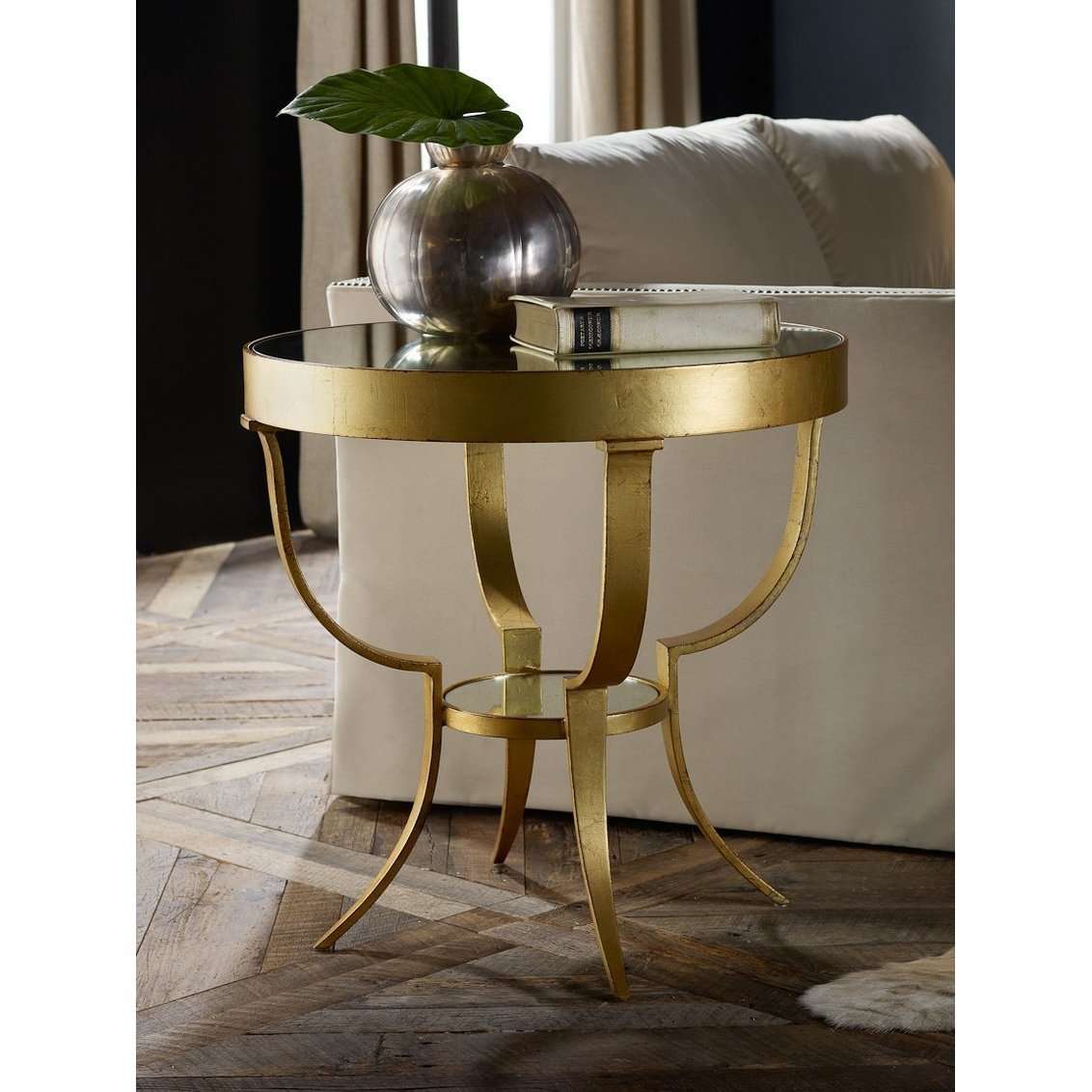 Modern History, Wrought Gueridon-Gold Leaf Side Table