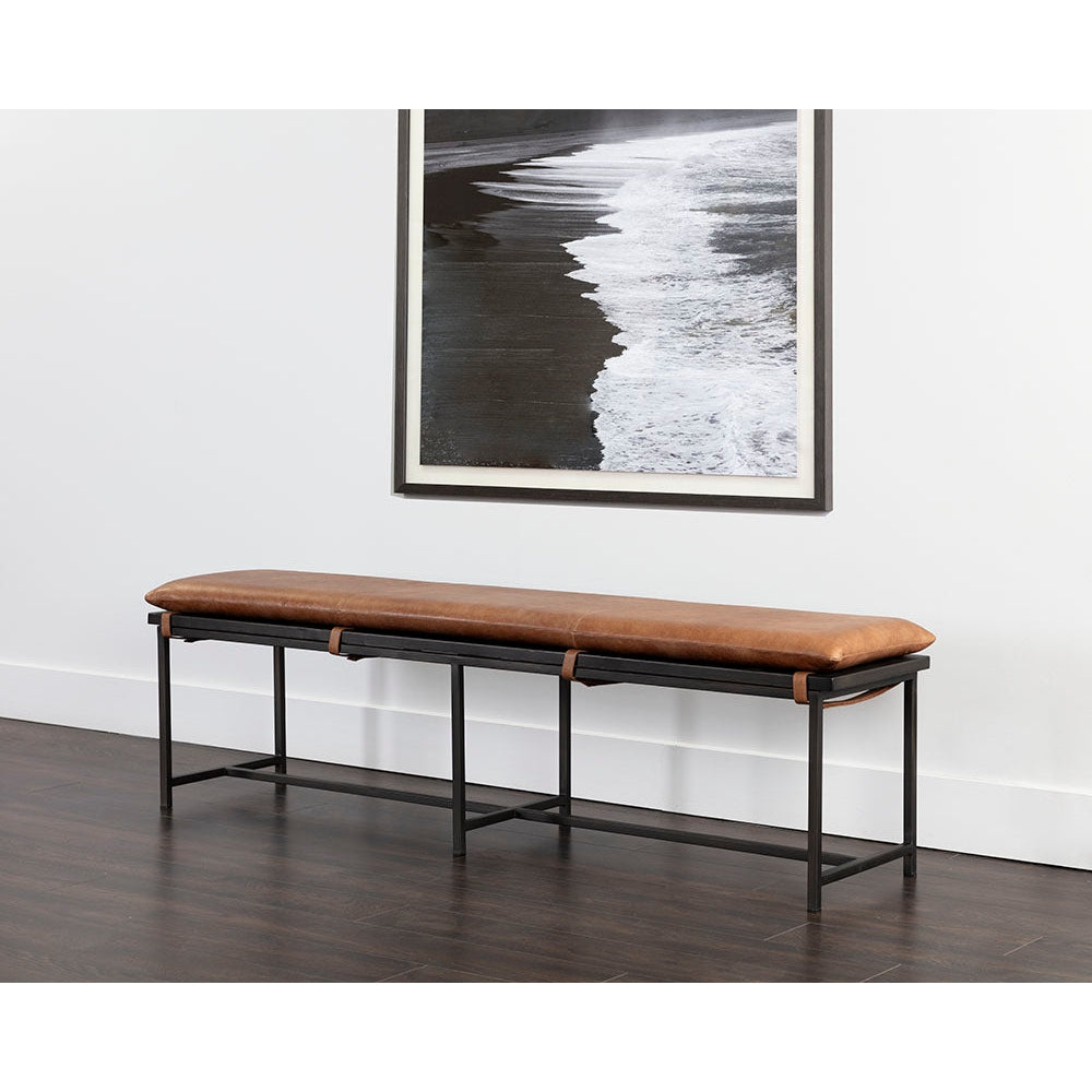 Sunpan, Zancor Bench - Tan Leather