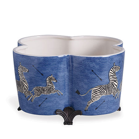 Port 68, Zebra Blue Quatrefoil Planter