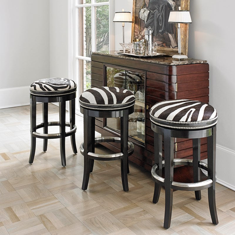 Ambella, Zebrano Swivel Barstool - Backless