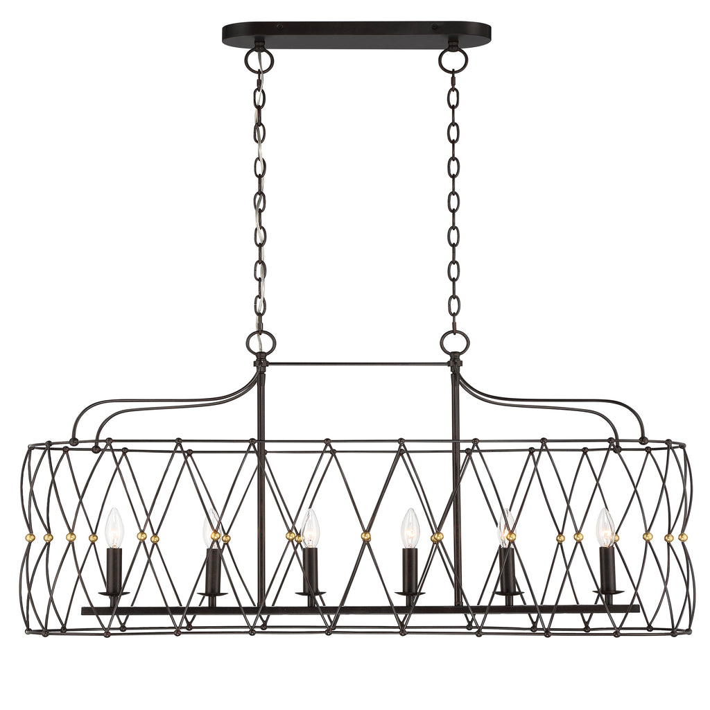 Crystorama Lighting Company, Zucca 6 Light Linear Chandelier